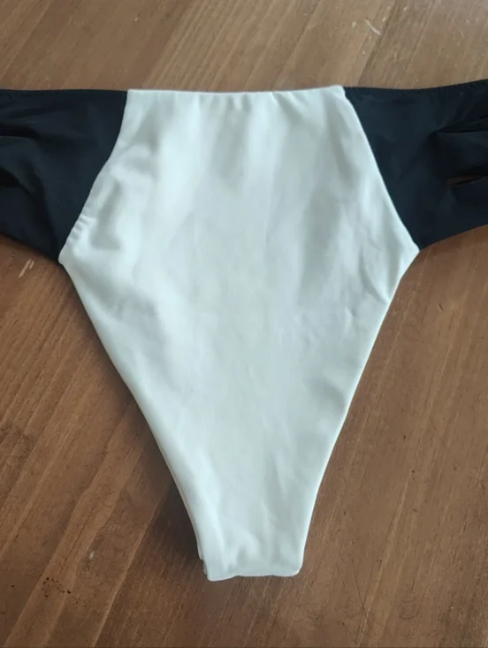 Aviator Nation S High Waisted Side Cut Out Color Block Cheeky Bikini Bottom -&- - Picture 3 of 7